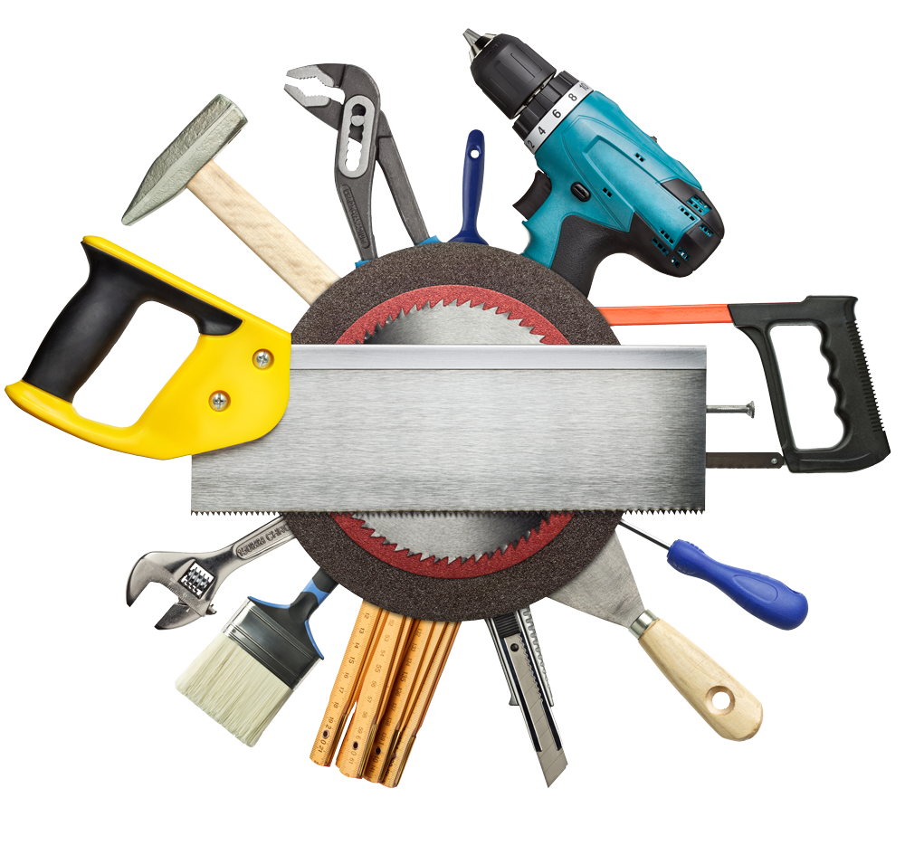 Unterbau_Werkzeug Benötigte Werkzeug für einen Unterbau für Hohlkammerplatten und Stegplatten Hammer Bohrmaschine Säge Metermass